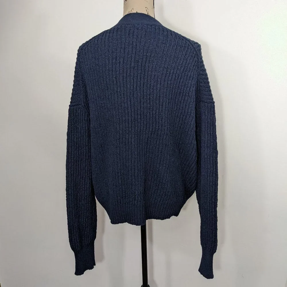 NWT J. Crew Cropped Patch Pocket Beach Cardigan Sweater Navy Size 2XL AY828